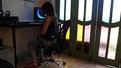 Eva masturbates on the computer