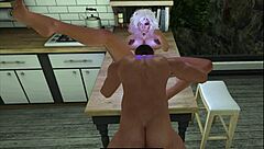 Anime characters prepare dinner in casual setting