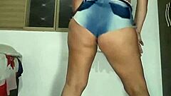 mirelladelicia strips jeans for big ass tease