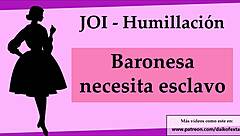JOI ดูถูกตอน Baroness หาทาสที่ถูกมัด