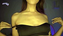 Salmakia tetas grandes con encanto moreno travieso.