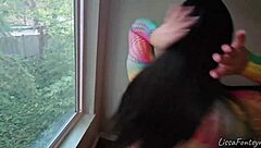 deep blowjob to my stepbrother in the window