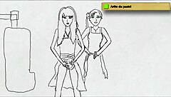 teen girls peeing standing in art studio session