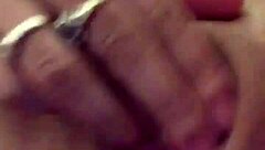 She's using a vibrator on her dry pussy lips 😏