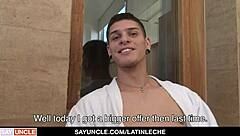 latin guys get hottest pov blowjob and cumshot in spa