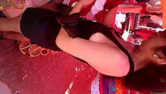 Teen 18+ displays her lovely neckline in a stylish outfit