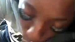 Ebony Chick Sucks White Dick Sloppily!