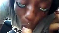 Ebony Chick Sucks White Dick Sloppily!