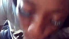 Ebony Chick Sucks White Dick Sloppily!