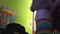 very cute emo teen bangs hard on webcam