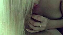 She teases with long blonde hair, fingering and kissing before cum on face