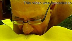 cunnilingus - husband head among spreading legs licking pussy