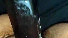 Esposa Brincando Wildly with Huge Dildo at Home