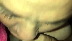 Miss swallow sucks and swallows in the car