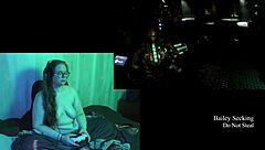 Naked brunette plays Deadspace with big natural tits