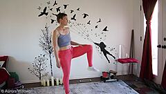 My cute girlfriend learns yoga under my femdom instruction with fetish touches.