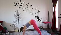 My cute girlfriend learns yoga under my femdom instruction with fetish touches.