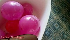 balloons and stockings create a mesmerizing bathroom scene