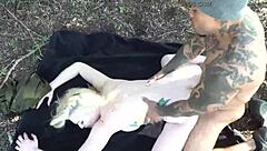 Nympho Girl Bends Over for Outdoor Doggystyle and Cumshot