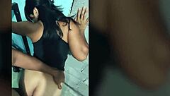 feeling intense passion fucking the latina brunette against the wall.