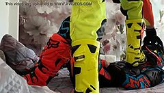 Yo, tread those boots, motocross gay, ready for action?