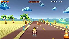 Roller Babe Bound in Outdoor BDSM with Muscular Guys on Beach