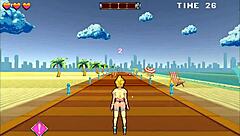 Roller Babe Bound in Outdoor BDSM with Muscular Guys on Beach