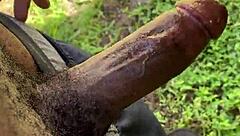 Ghetto bbw bitch intensely fucking and sucking big black cock outdoors