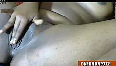 Young ebony explores pussy through masturbation and fingering