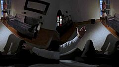 redhead explores her own element in dark room vr