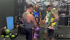 fernanda chocolate in interracial anal suruba at the gym