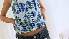 sinful brunette minx prepares for blowjob with masturbation