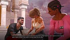 in the seven realms, atlas interacts with leyala, kali, and naya in a visual novel adventure