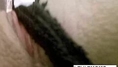 leya falcon bathes in the tub, using shower head on her ass