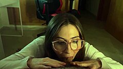 Feeling the intense connection during cumshot and sex with glasses girl