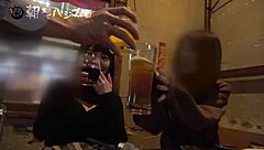 Shaved and hairless Asian beauty squirts while giving blow job