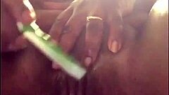 yo, his toothbrush got my wet ebony pussy squirting