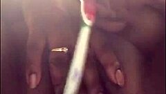 yo, his toothbrush got my wet ebony pussy squirting