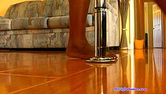 Watch My Beautiful Size 10 Feet Twirl Around The Pole!