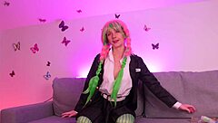 my hot cosplay as mitsuri kanroji with wet pussy and toys