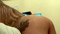 Sexy blonde Alina Modelista masturbates with big ass and tattoos 😍