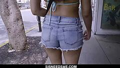 Hot latina surprises her stepbrother with a blowjob