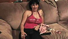 hot brunette babe sucking cock and getting cumshot in close up scandal