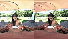 Cayla Lyons and Alex Black in Loud Outdoor VR Threesome