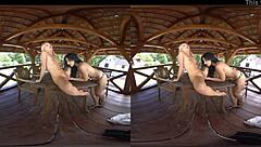 Cayla Lyons and Alex Black in Loud Outdoor VR Threesome
