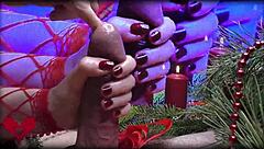 Mrs. Santa Claus Handjob with Finger in Peehole