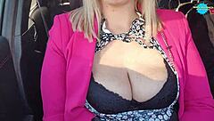 i'm talkin dirty to my milf on the way to our sexy holiday weekend, her natural tits bouncin