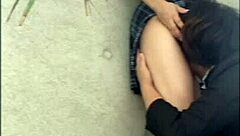 amateur japanese girl hides for outdoor blowjob and hard doggy