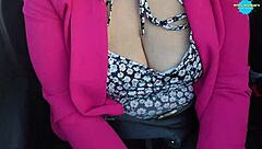 i'm talkin dirty to my milf on the way to our sexy holiday weekend, her natural tits bouncin