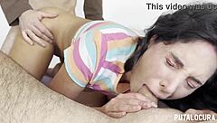 Slutalocura's hot as hell with small boobs and big teeth threesome scene